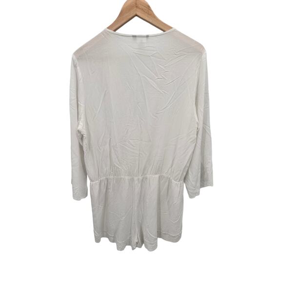 La Blanca White Crochet Lace Trim Romper Swim Coverup // L - Picture 7 of 7